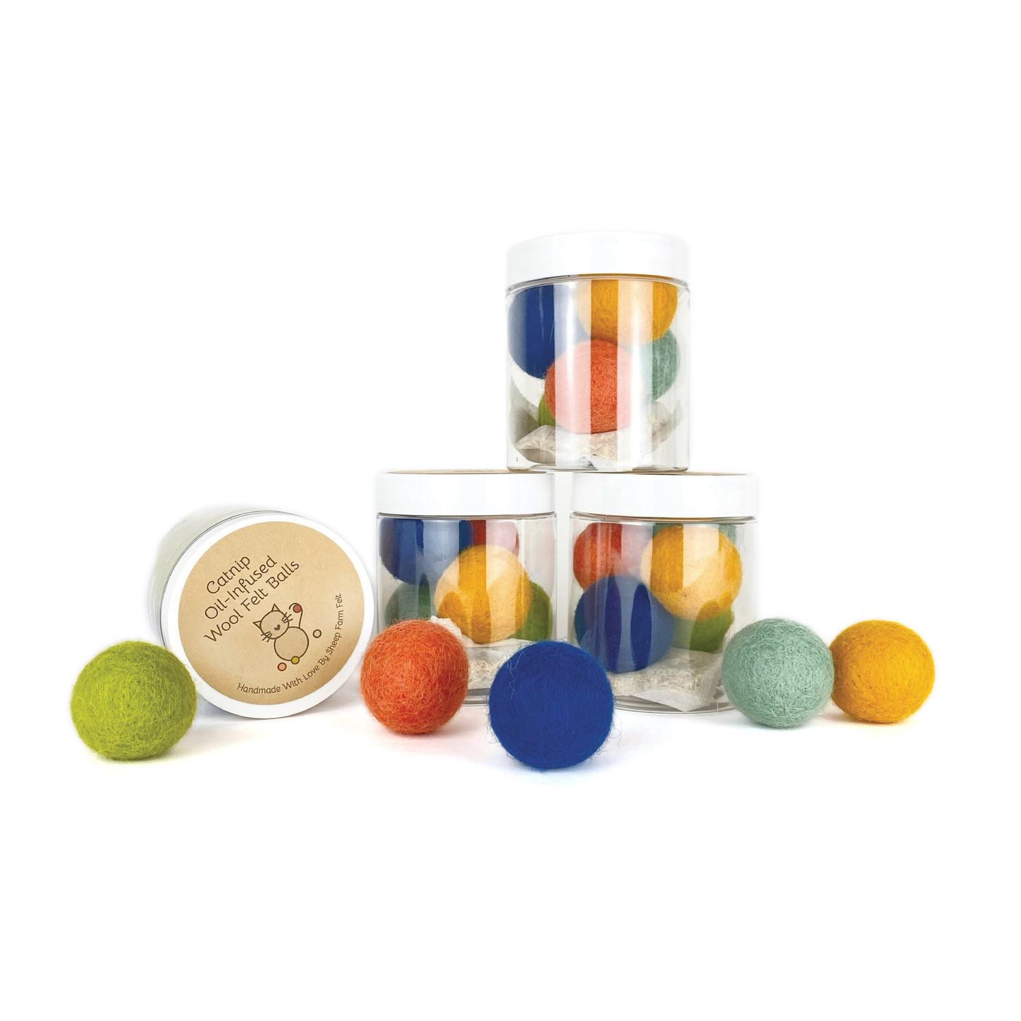 Catnip Oil-Infused Felt Balls | Large, Set of 5