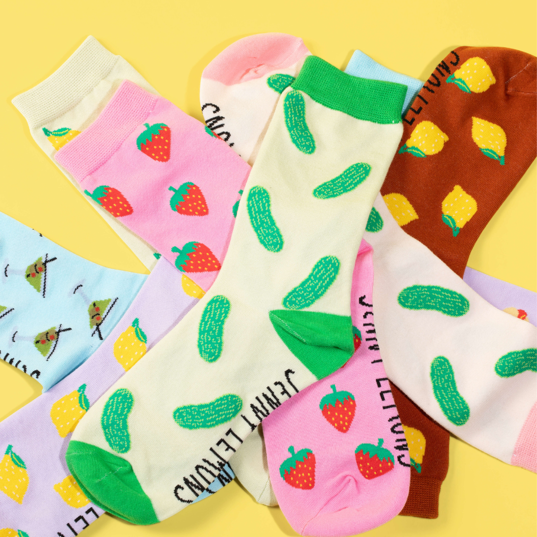 Green Colorblock Pickle Crew Socks