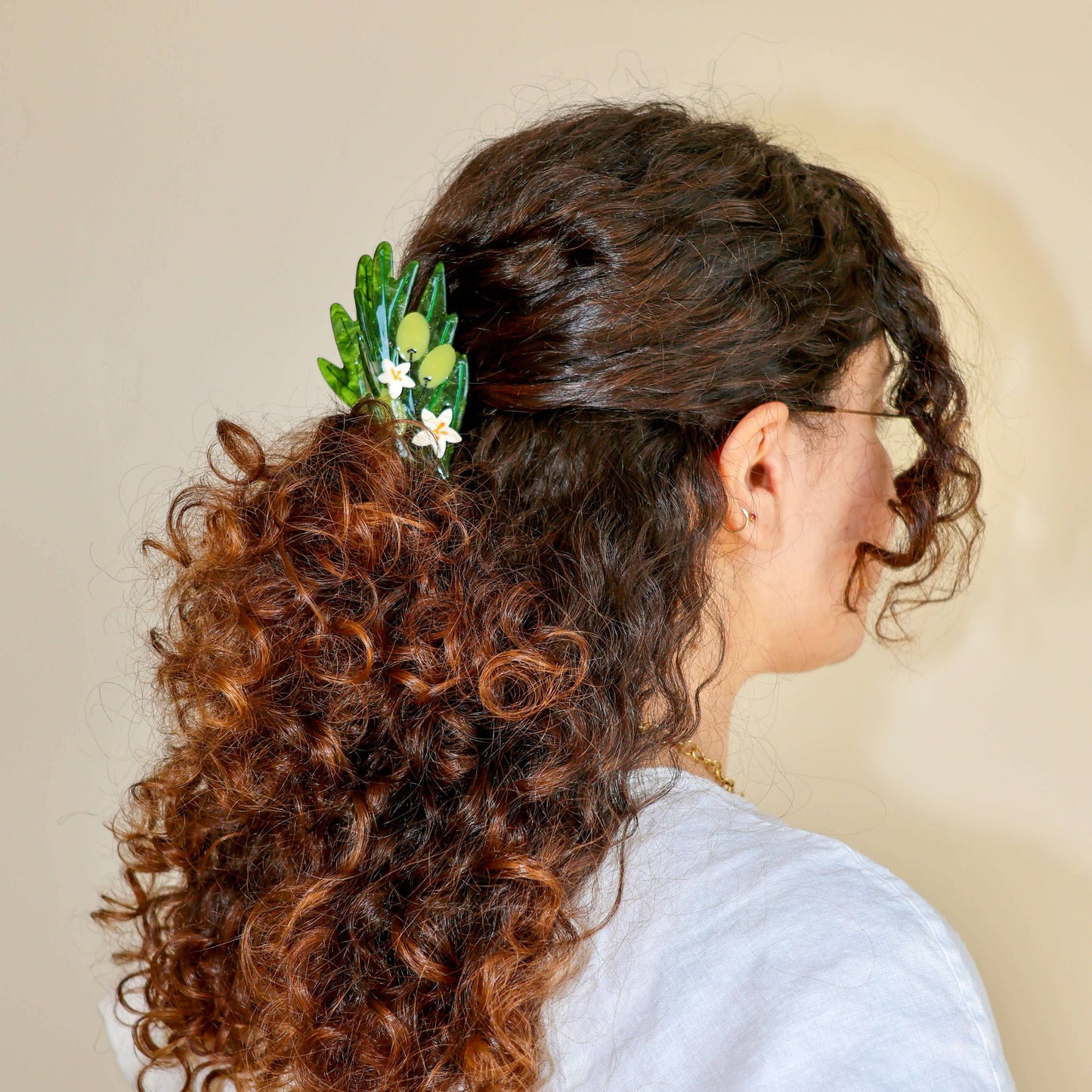 Large Olive Branch Hair Claw Clip