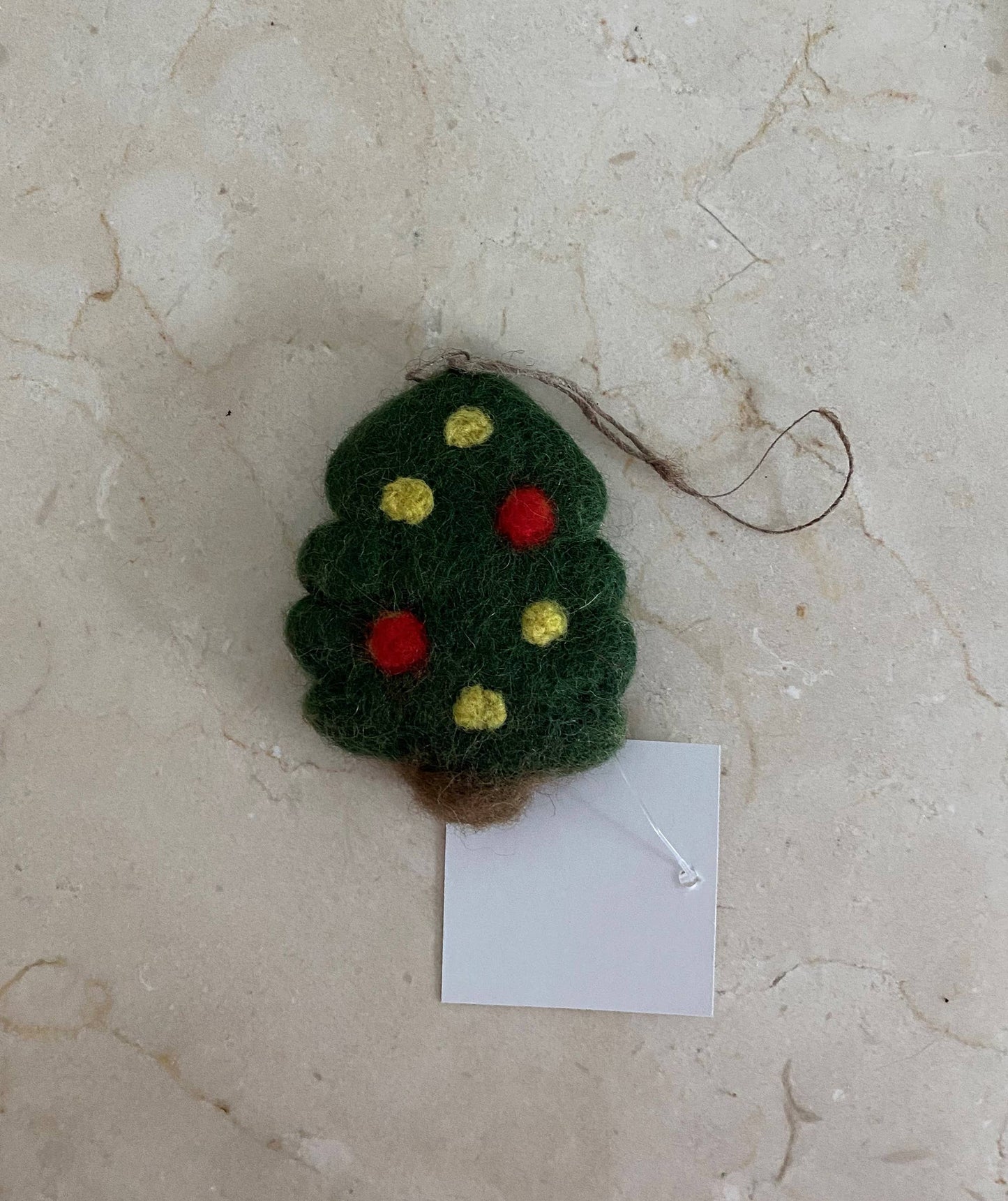 Felted Wool Christmas Tree with Lights Ornament