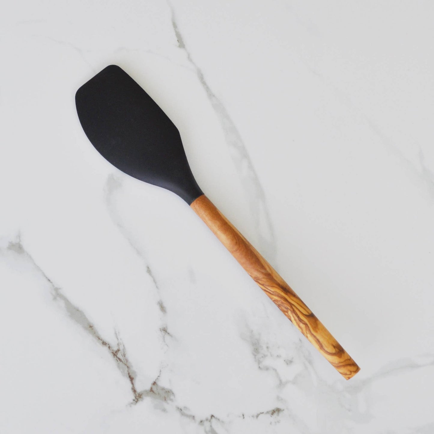 Silicone Spatula (Black) with Olive Wood Handle - 12"