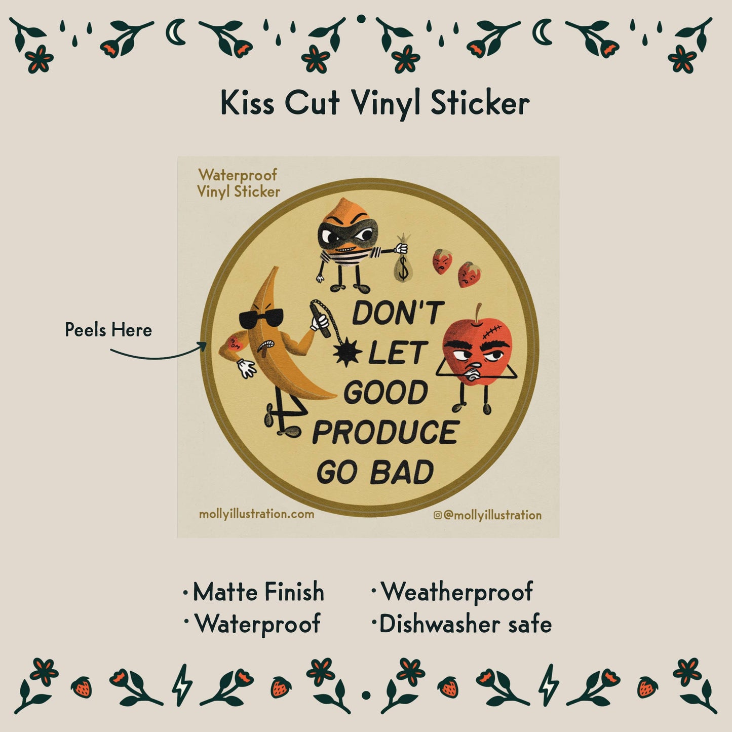Don’t Let Good Produce Go Bad Waterproof Vinyl Sticker