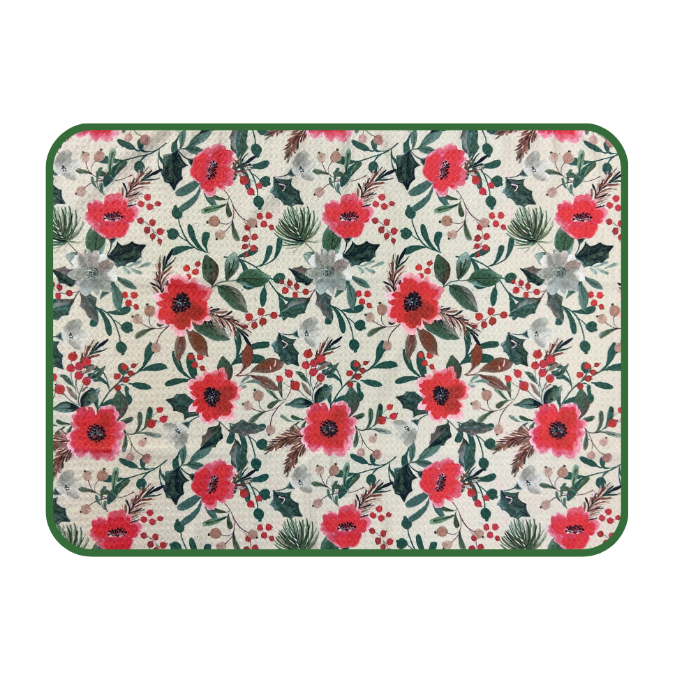 Drying Mat - Holiday Flora: Cream