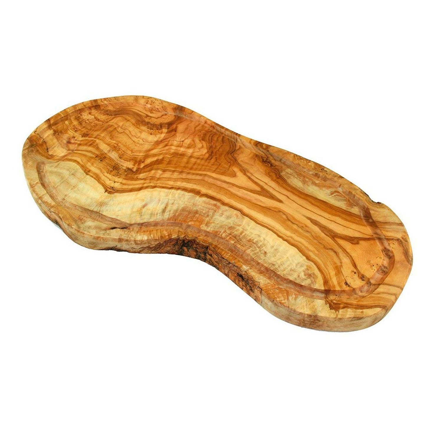 Olive Wood Live Edge Steak Board (L36 — 39 cm) with juice groove