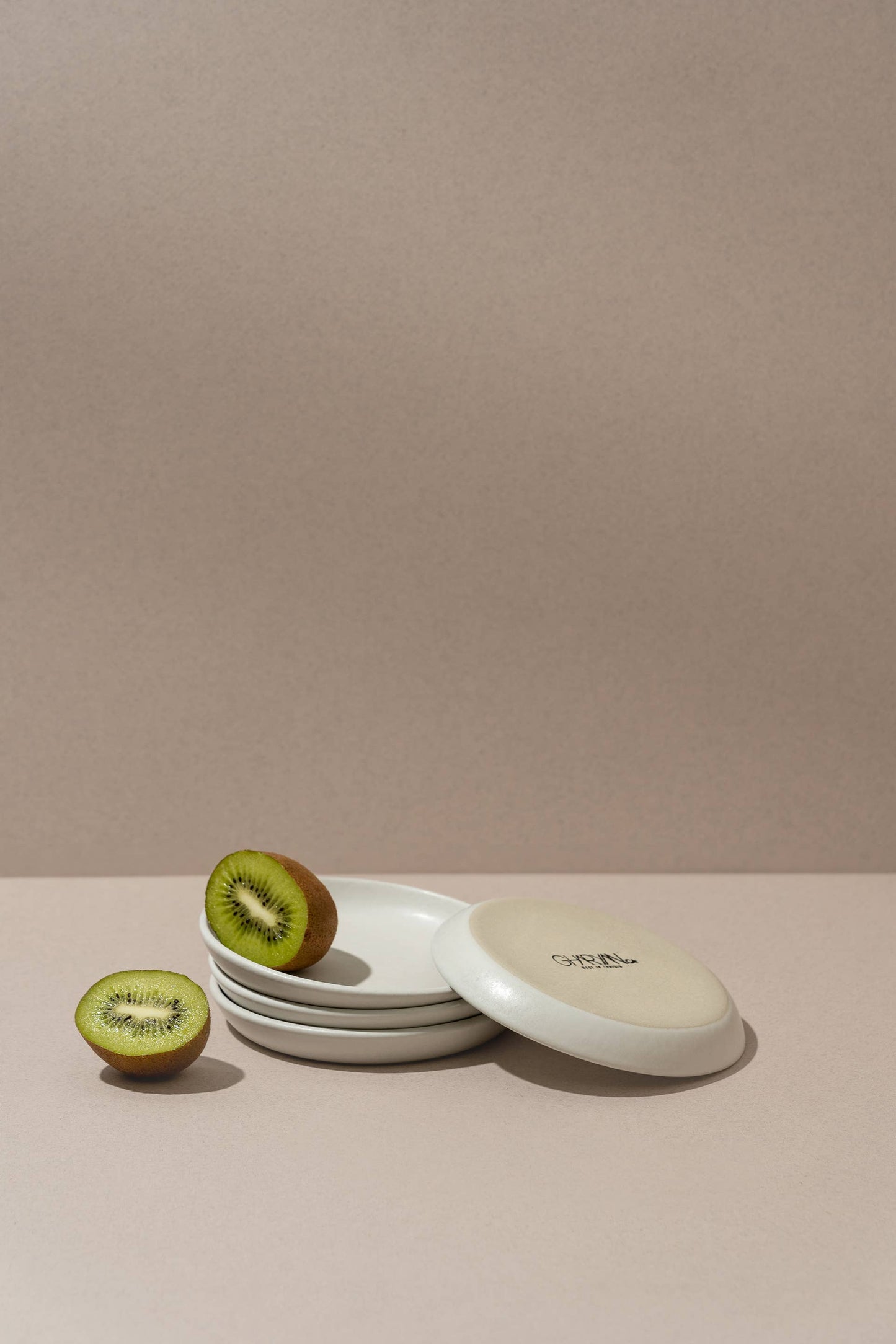 Stoneware Flat Side Plate | Edan 5.1": Matte Green/ Glazed Green