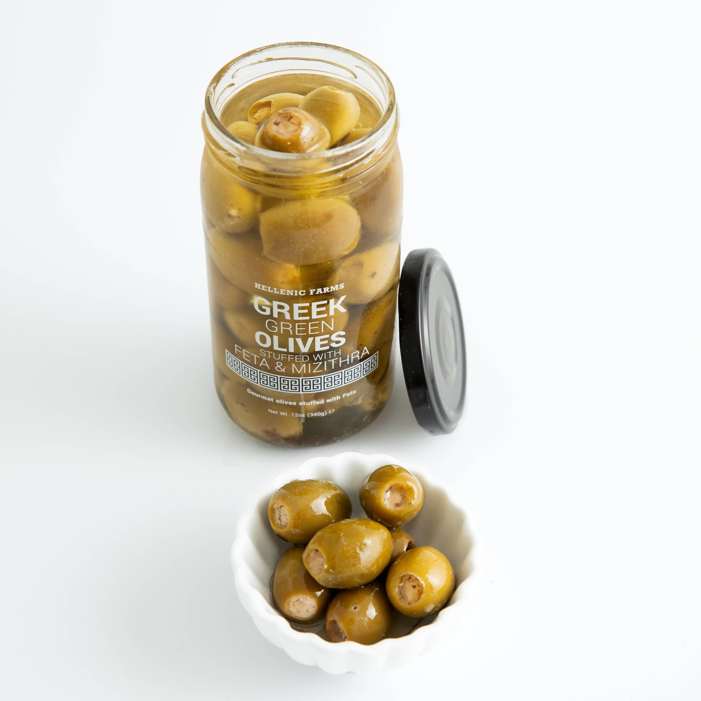 Greek Green Olives Stuffed with Feta & Mizithra