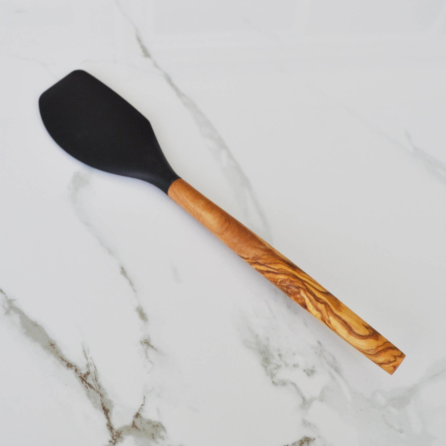Silicone Spatula (Black) with Olive Wood Handle - 12"