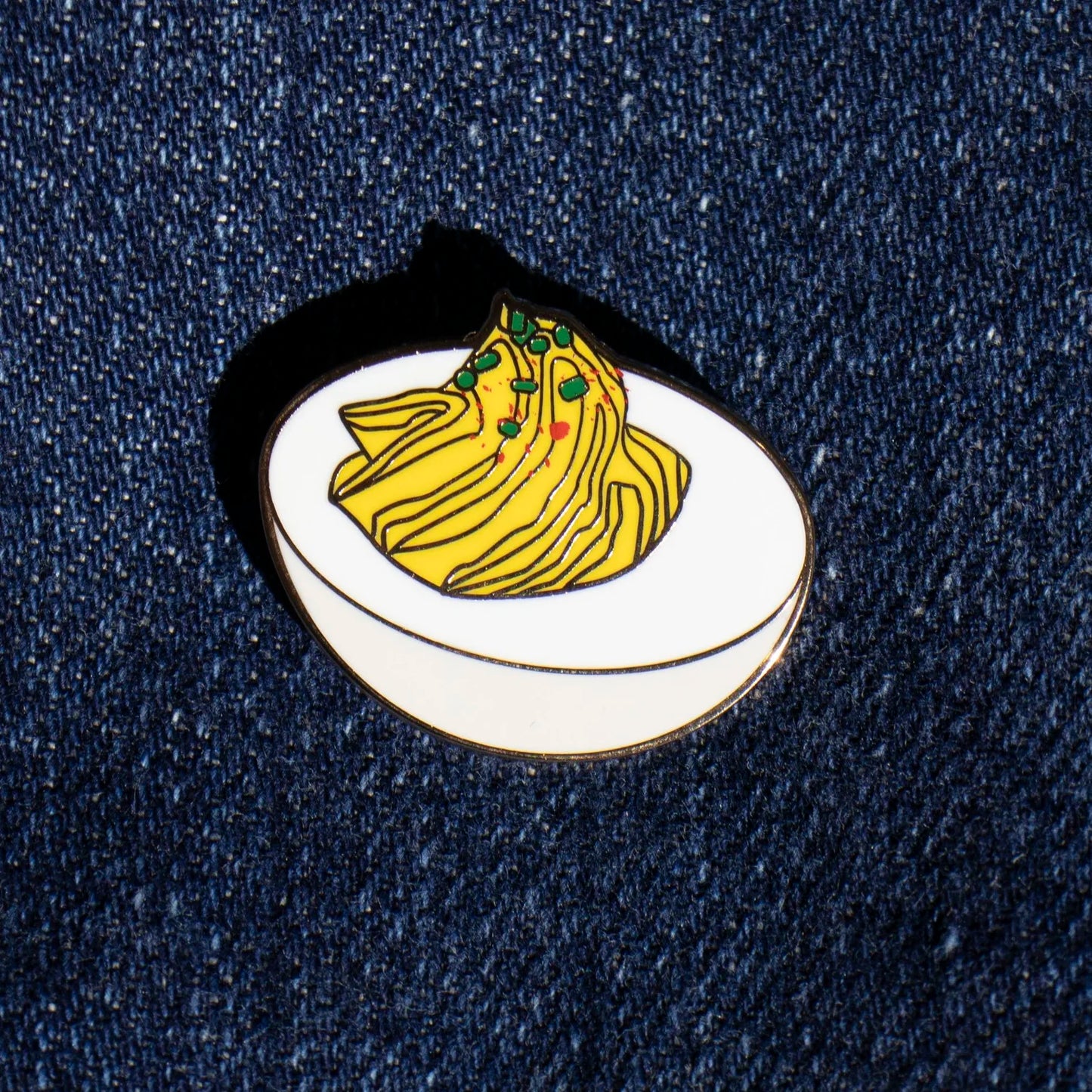 Tiny Enamel Deviled Egg Lapel Pin