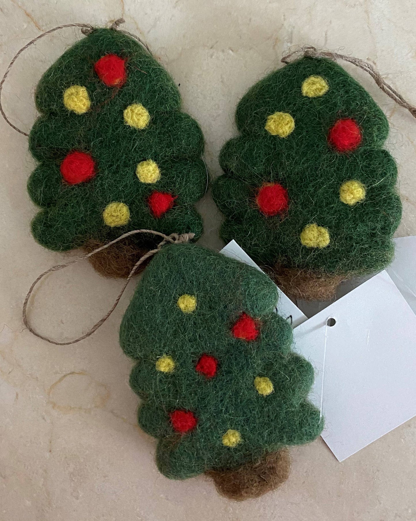 Felted Wool Christmas Tree with Lights Ornament