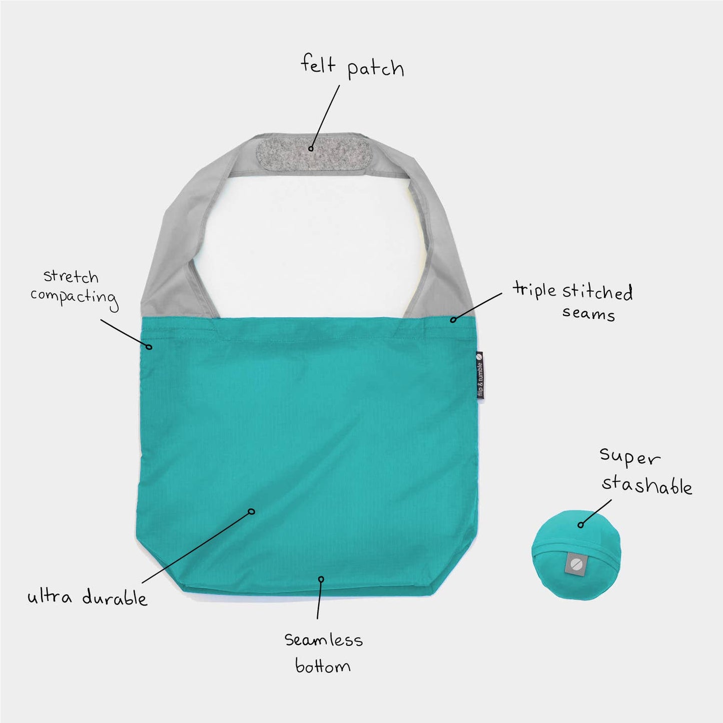 24-7 Bag - fold up tote bag - deep green
