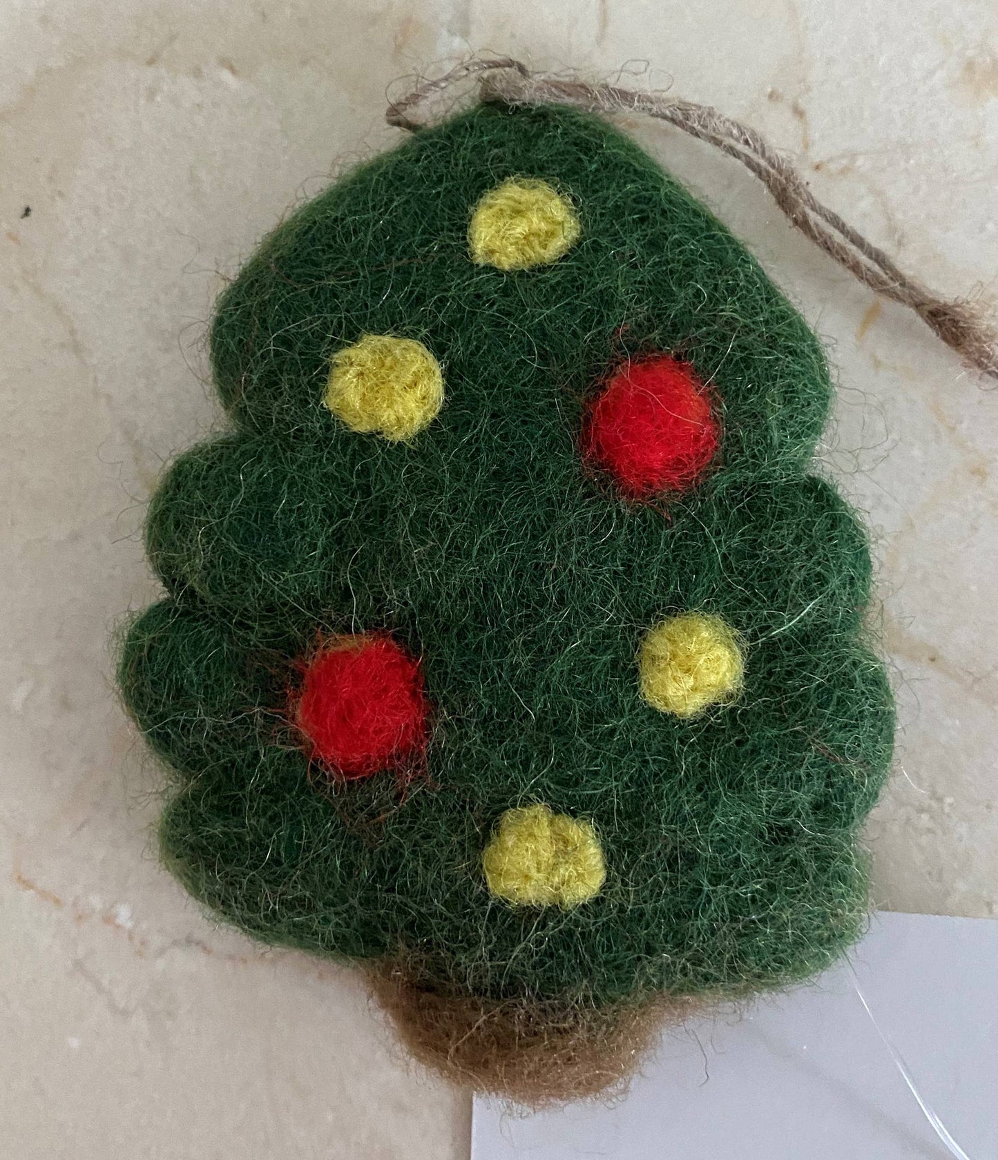 Felted Wool Christmas Tree with Lights Ornament