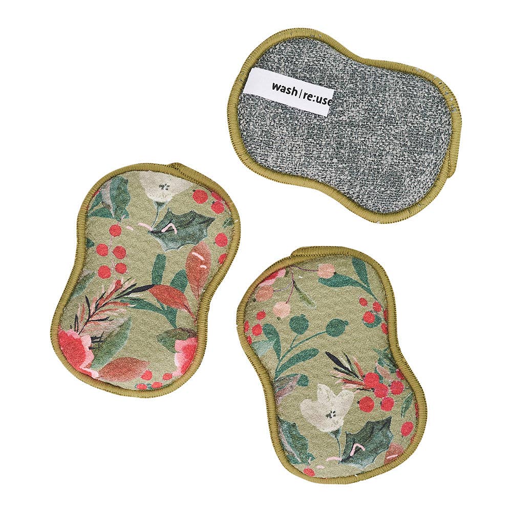 RE:usable Sponges (Set of 3) - Holiday Flora: Sage
