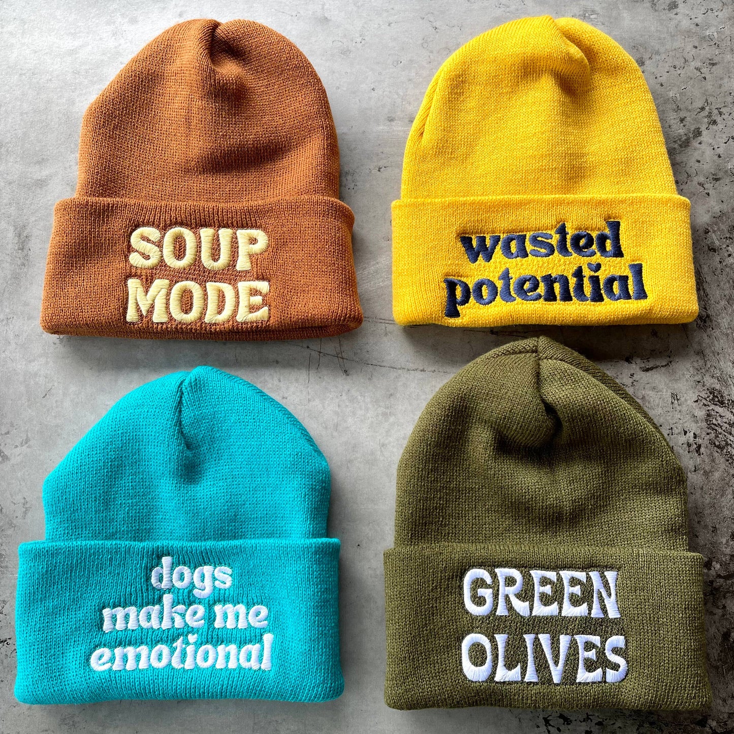 Green Olives knit beanie Winter hat Made in America