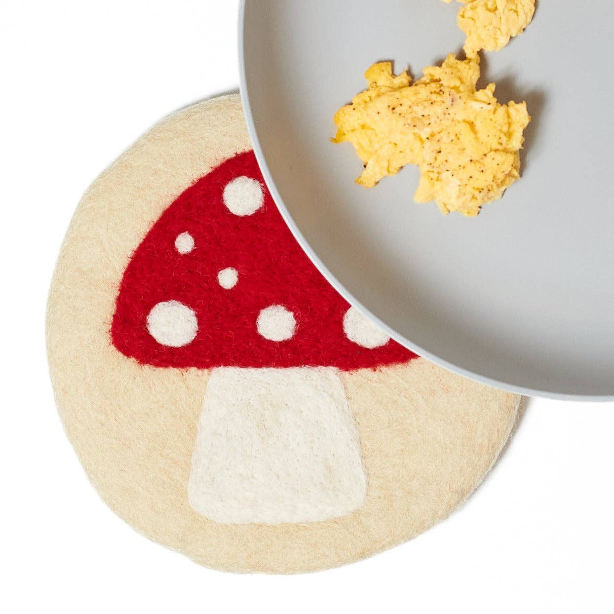 Wool Trivet - Mushroom in Red