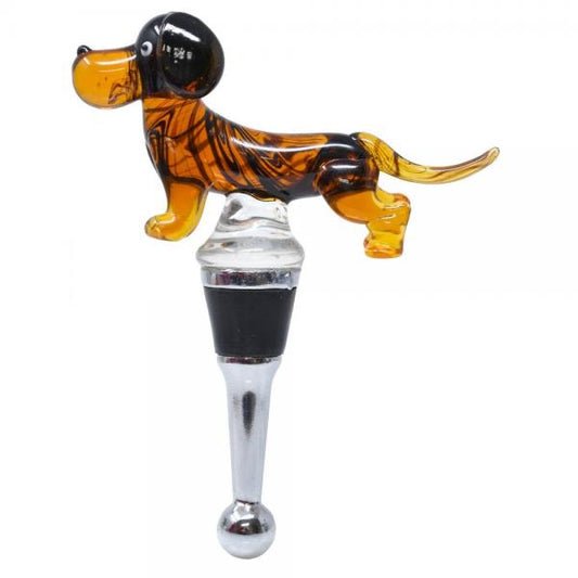 Glass Weiner Dog Bottle Stopper