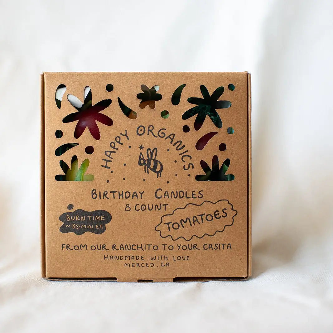 Beeswax Cherry Tomato Birthday Candles: 8-count
