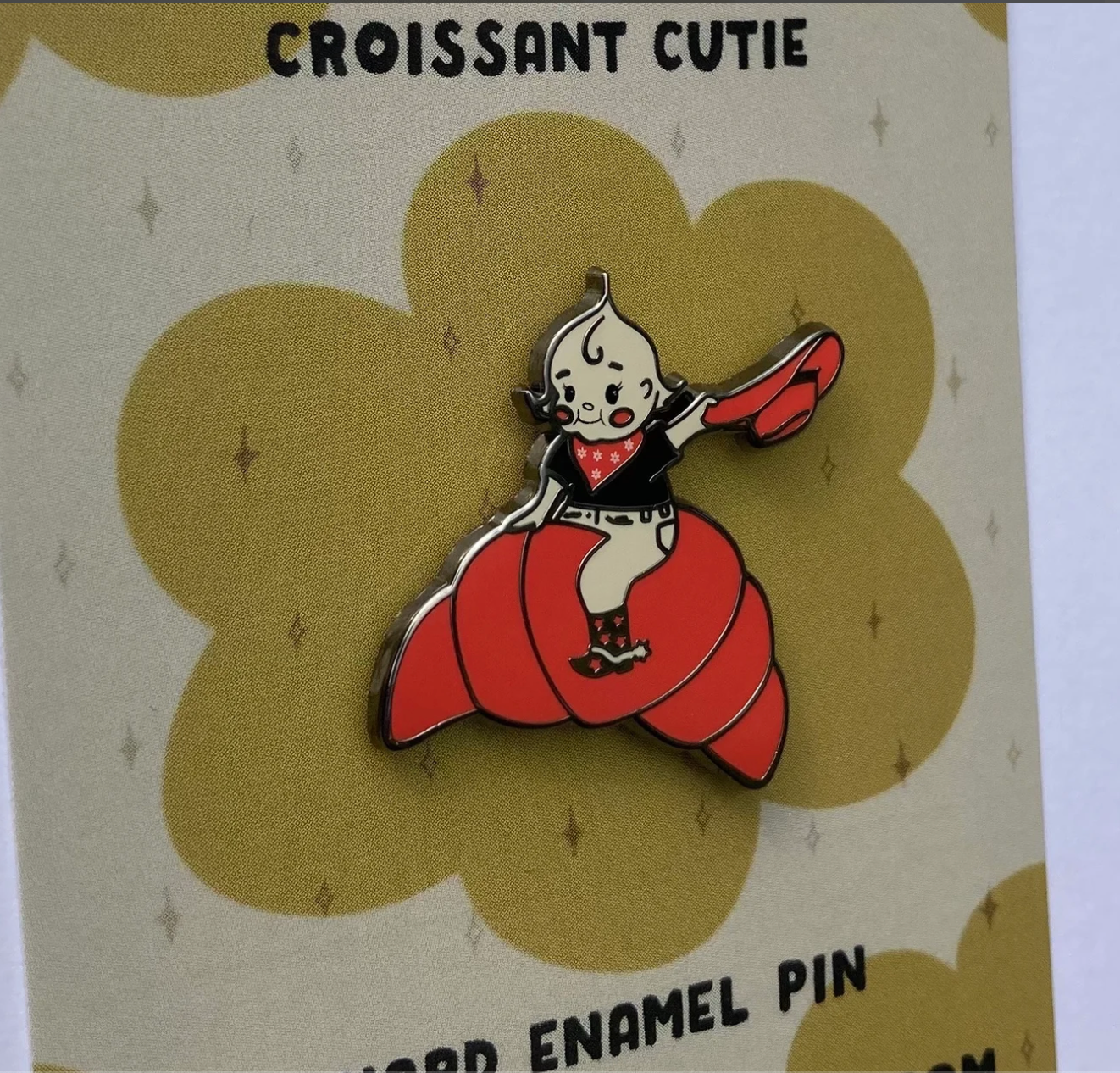 Croissant Cutie Kewpie Cartoon Pin- Hard Enamel Pin