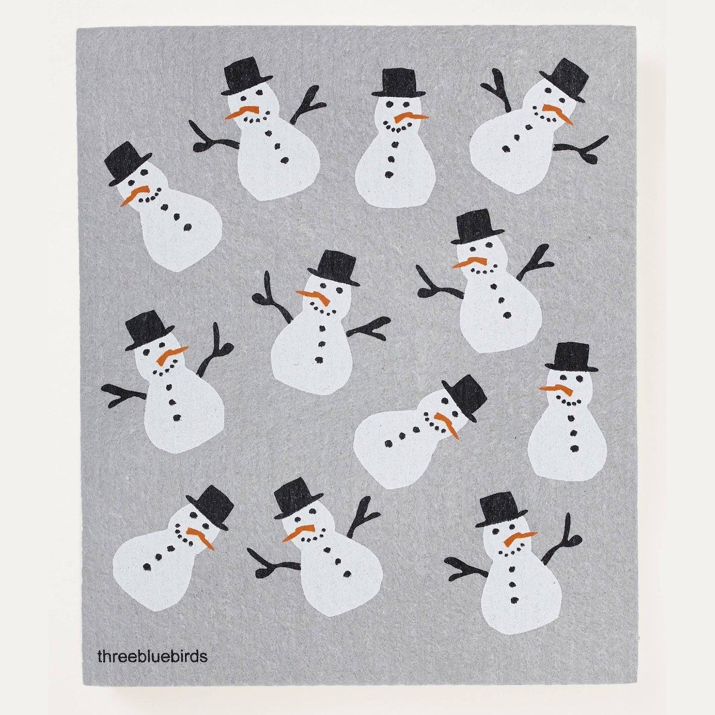 Frosty Friends on Grey Swedish Dishcloth