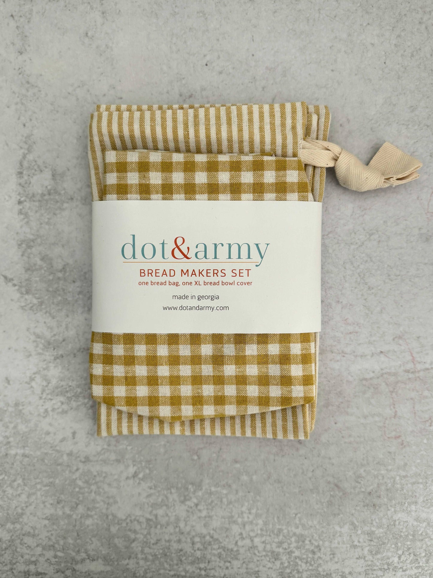 Stripe and Check Bread Makers Set, bread bag & bowl cover