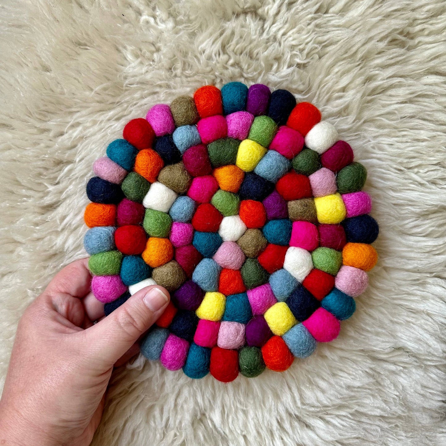 Multicolored Felt Ball Trivet