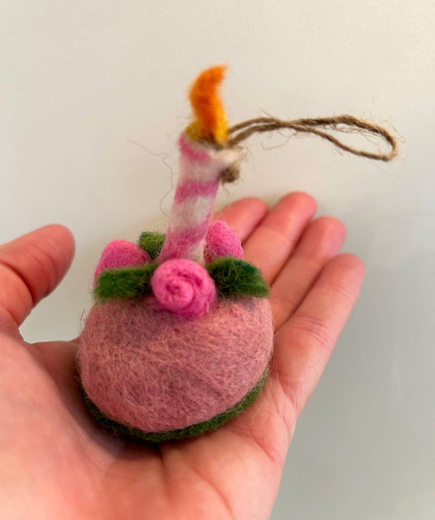 Handmade Felted Wool "Birthday Cake" ornament