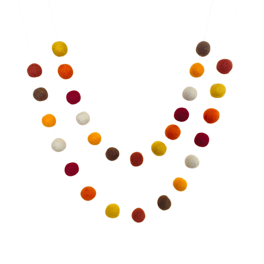 Autumn Leaves Felt Ball Garland: 7 ft.