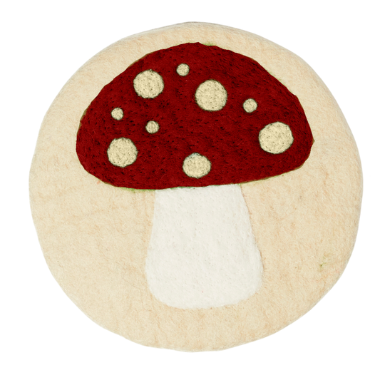 Wool Trivet - Mushroom in Red