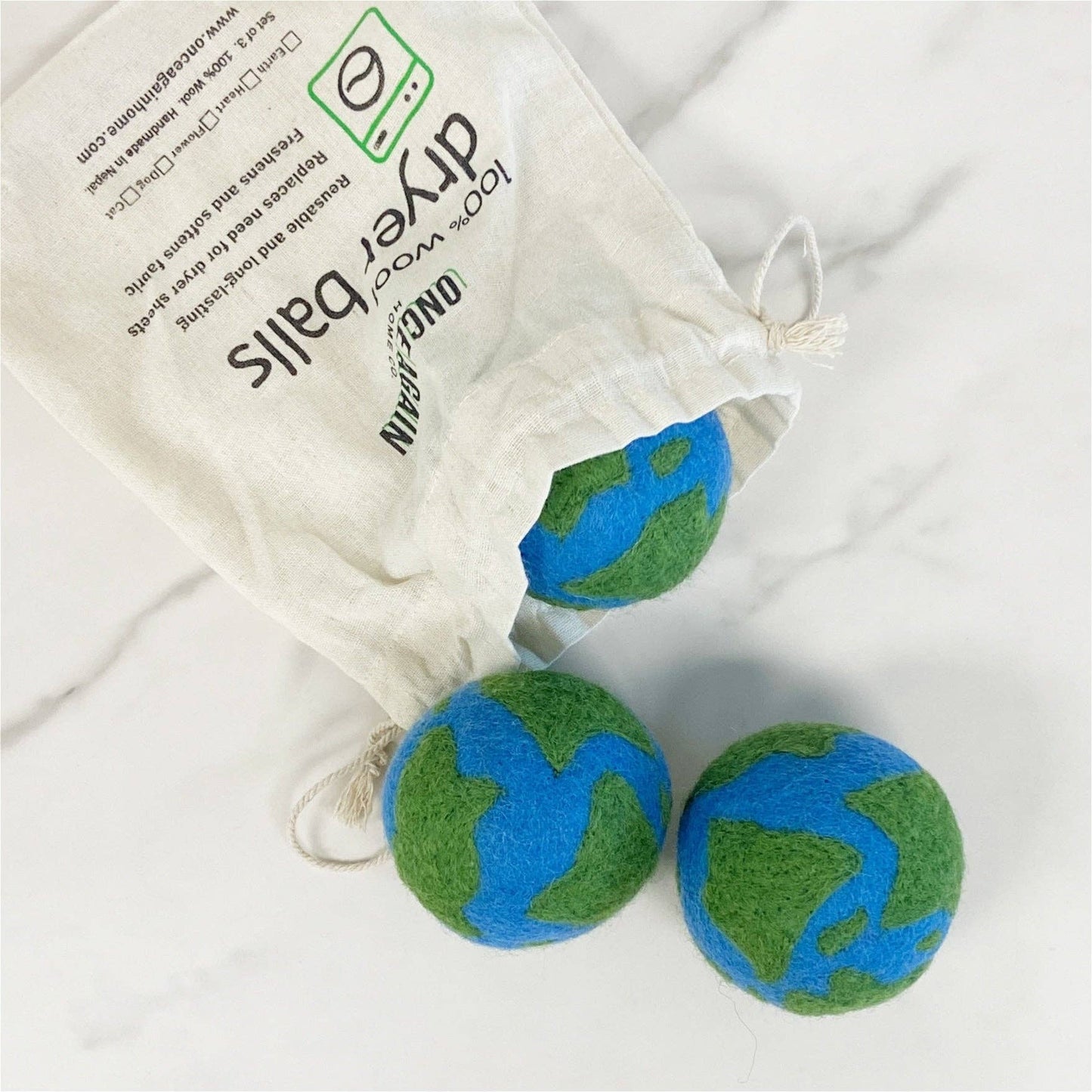 Wool Dryer Balls - Set of 3 Earth