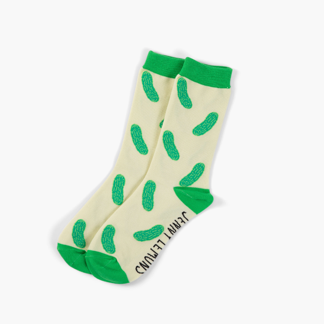 Green Colorblock Pickle Crew Socks