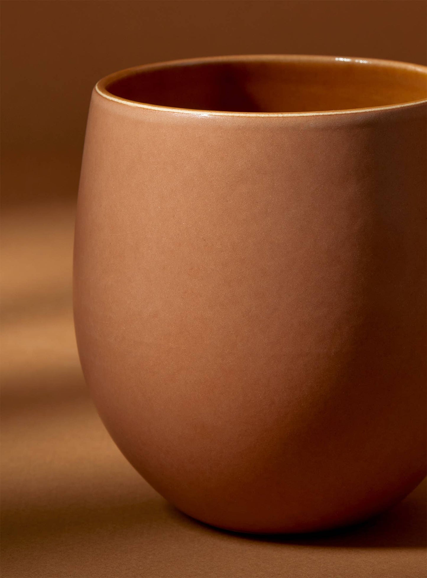 Stoneware Coffee & Tea Cup | Epa 15 oz: Matte Terracotta/Shiny Terracotta