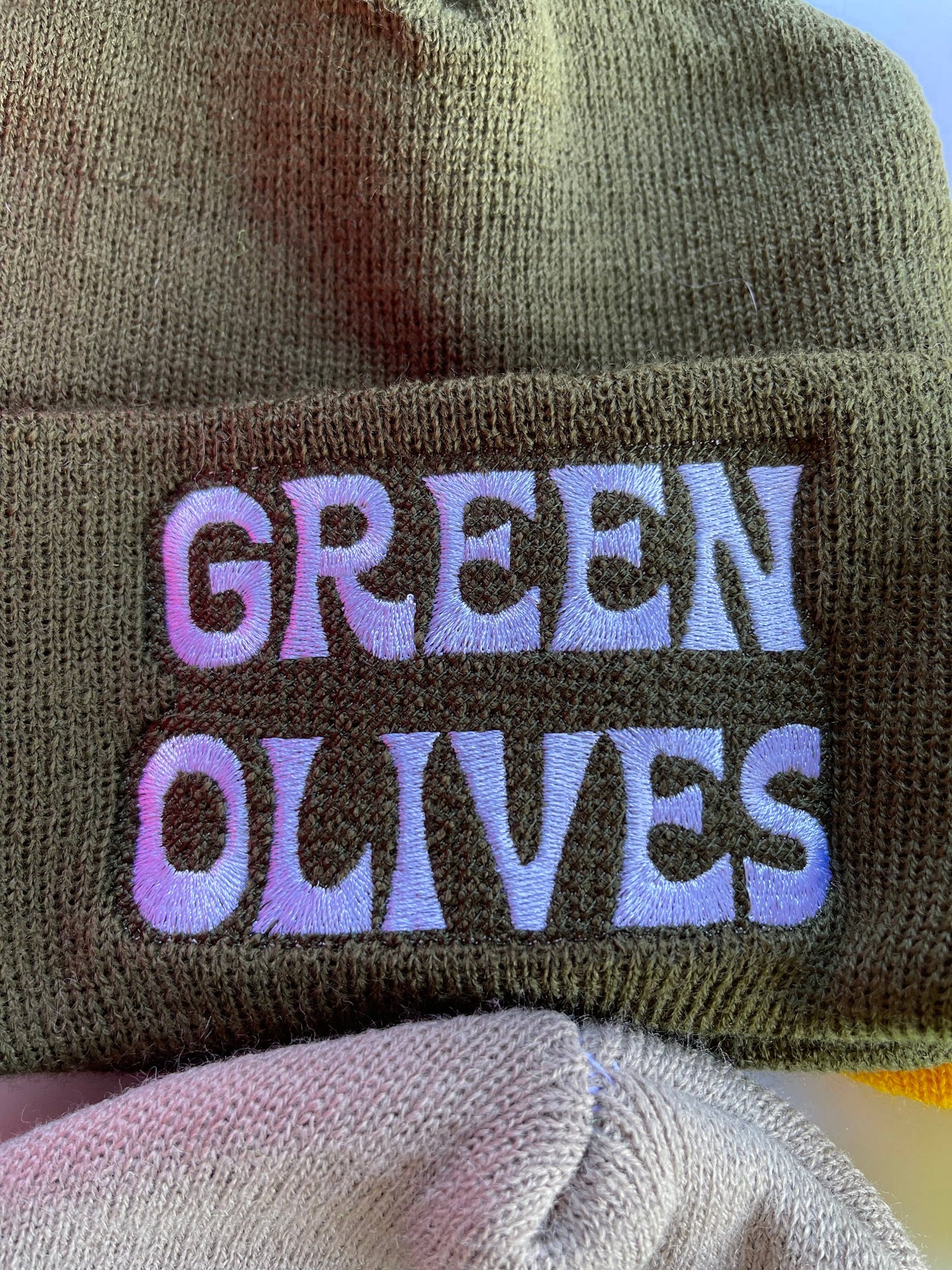 Green Olives knit beanie Winter hat Made in America