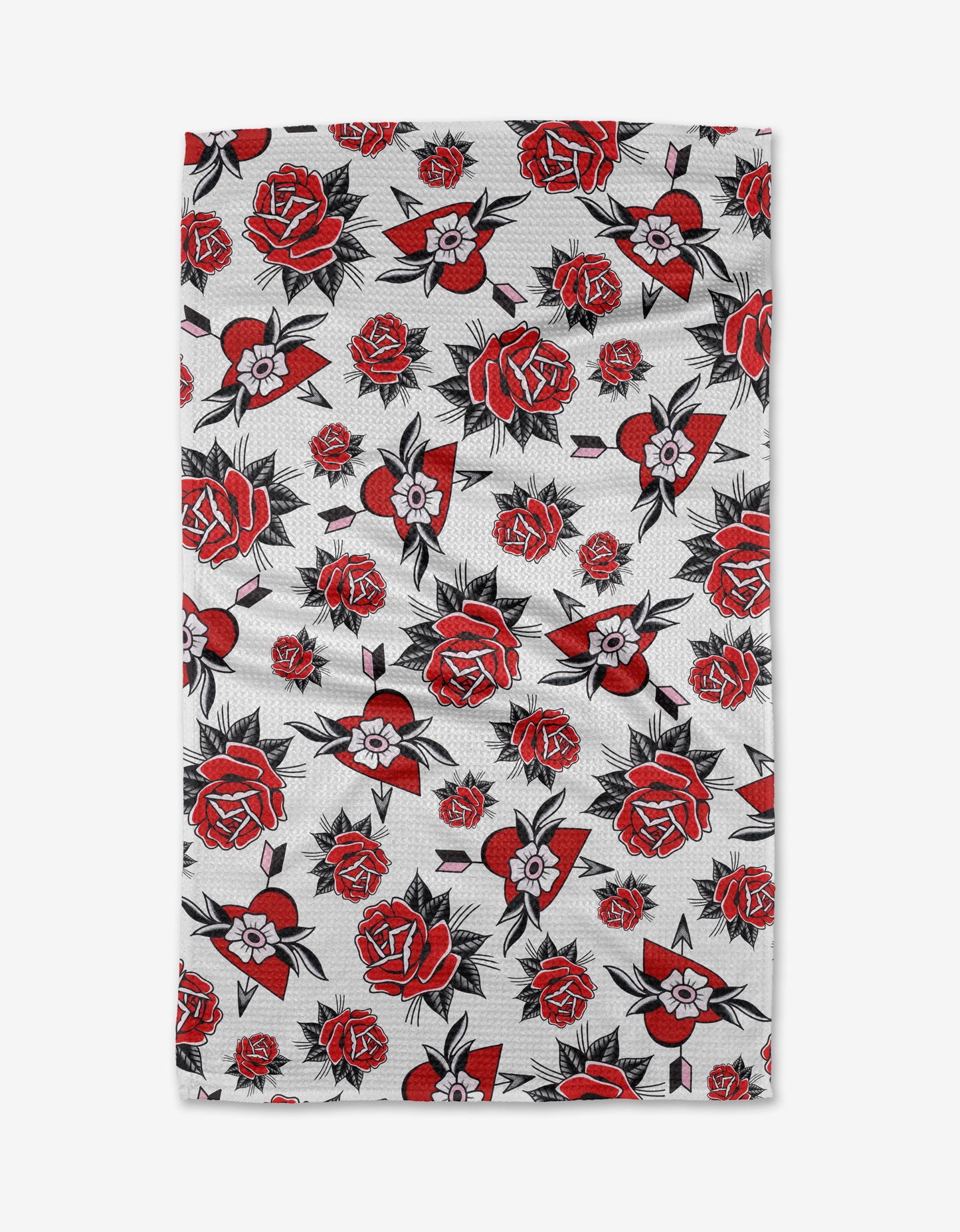 Hearts and Roses Tea Towel