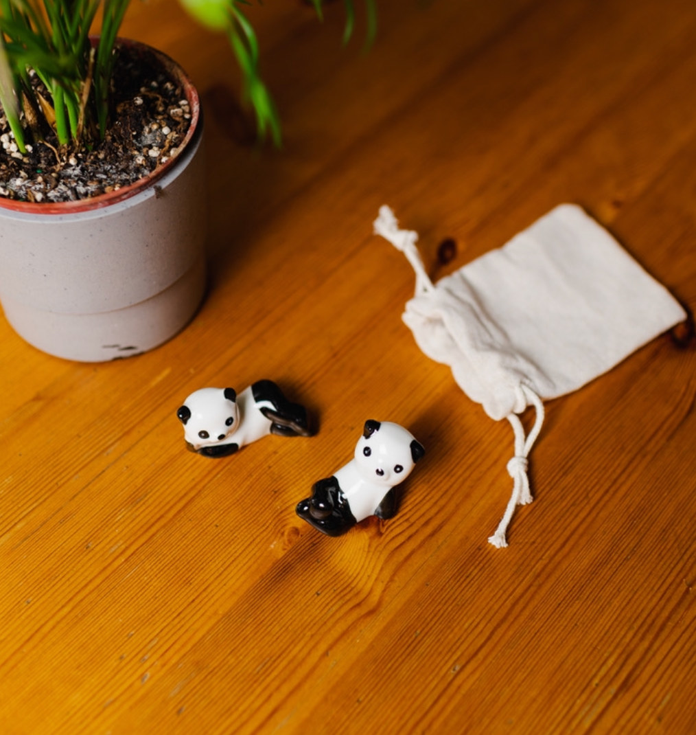 Ceramic Porcelain Panda Chopstick Rest - Set of 2