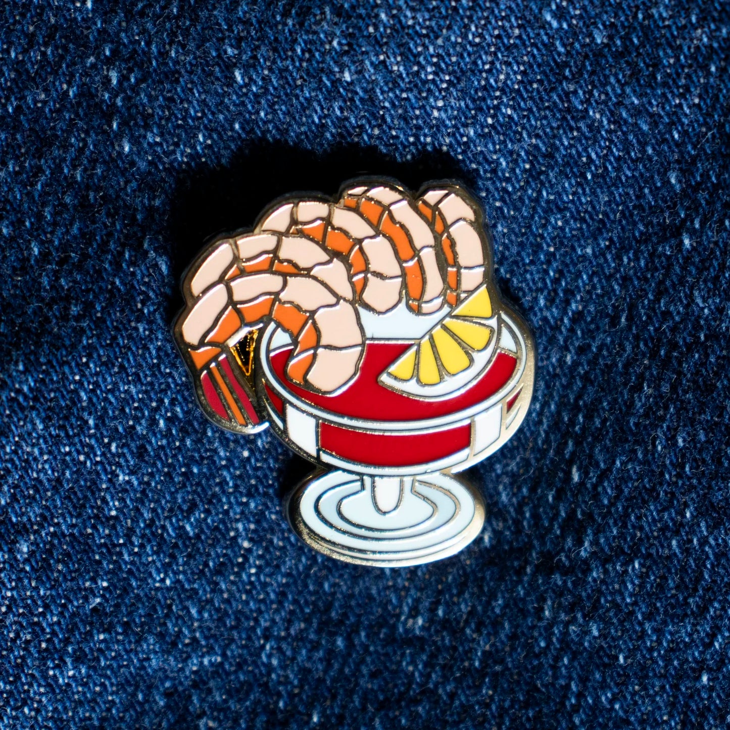 Tiny Shrimp Cocktail Lapel Pin