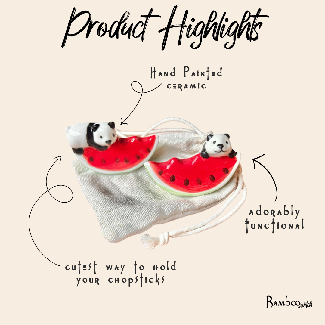 Watermelon Panda Chopstick Rest - Set of 2