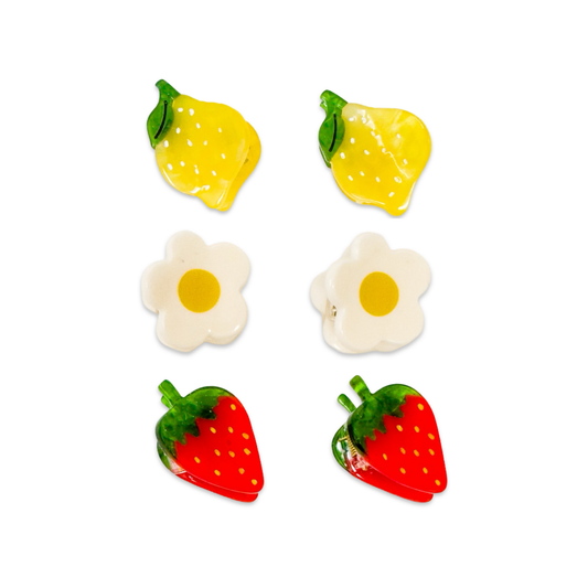 Micro Fruit and Flowers Hair Claw Clip Set