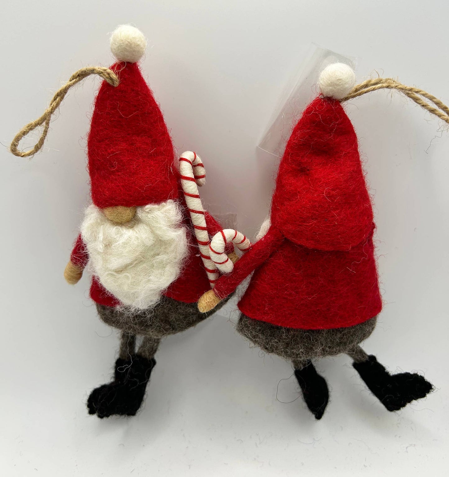 Felted Wool "Gnome Gnorbitt" with Candy Cane ornament