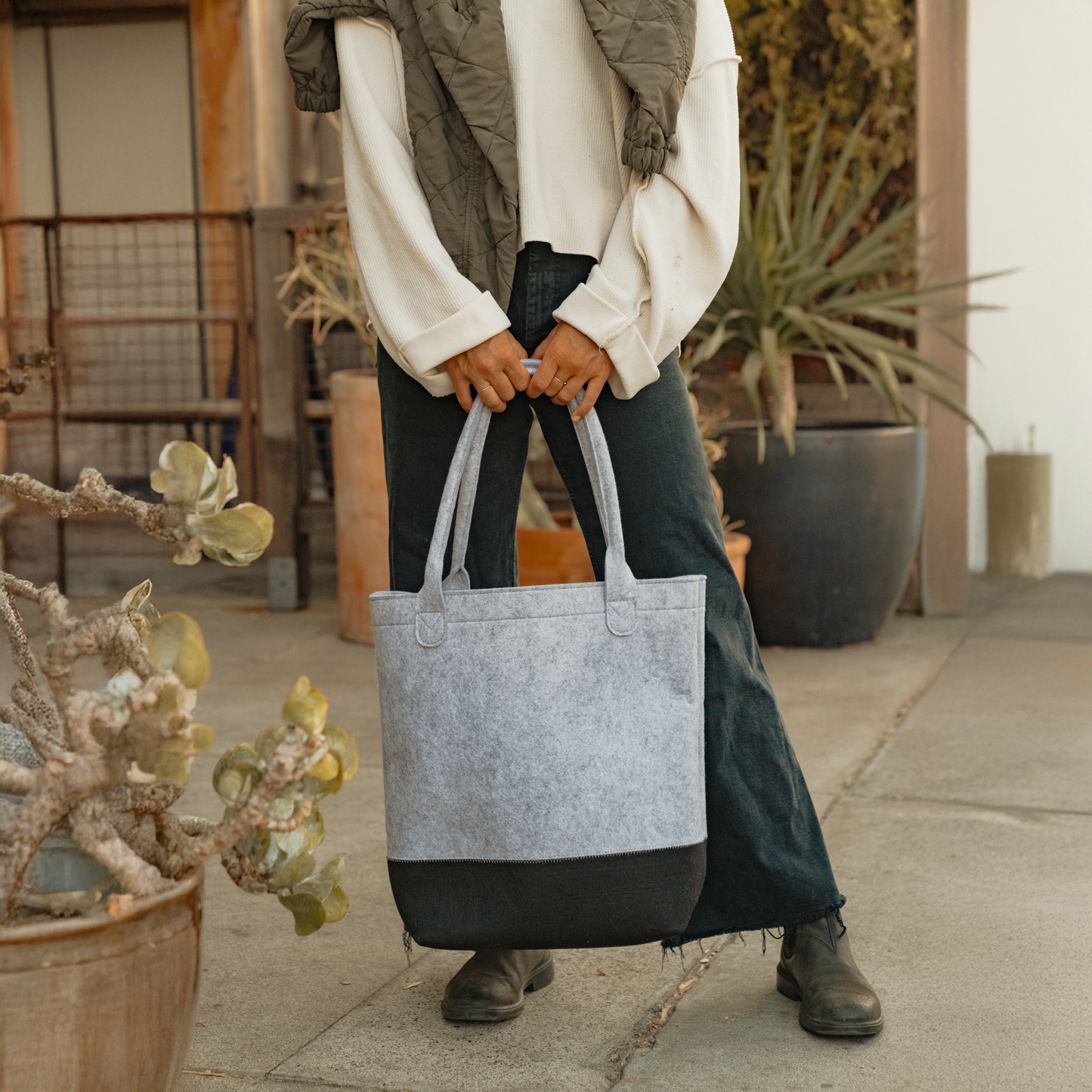 Felt Colorblock Tall Tote—Stylish & Spacious SMALL CASE PACK