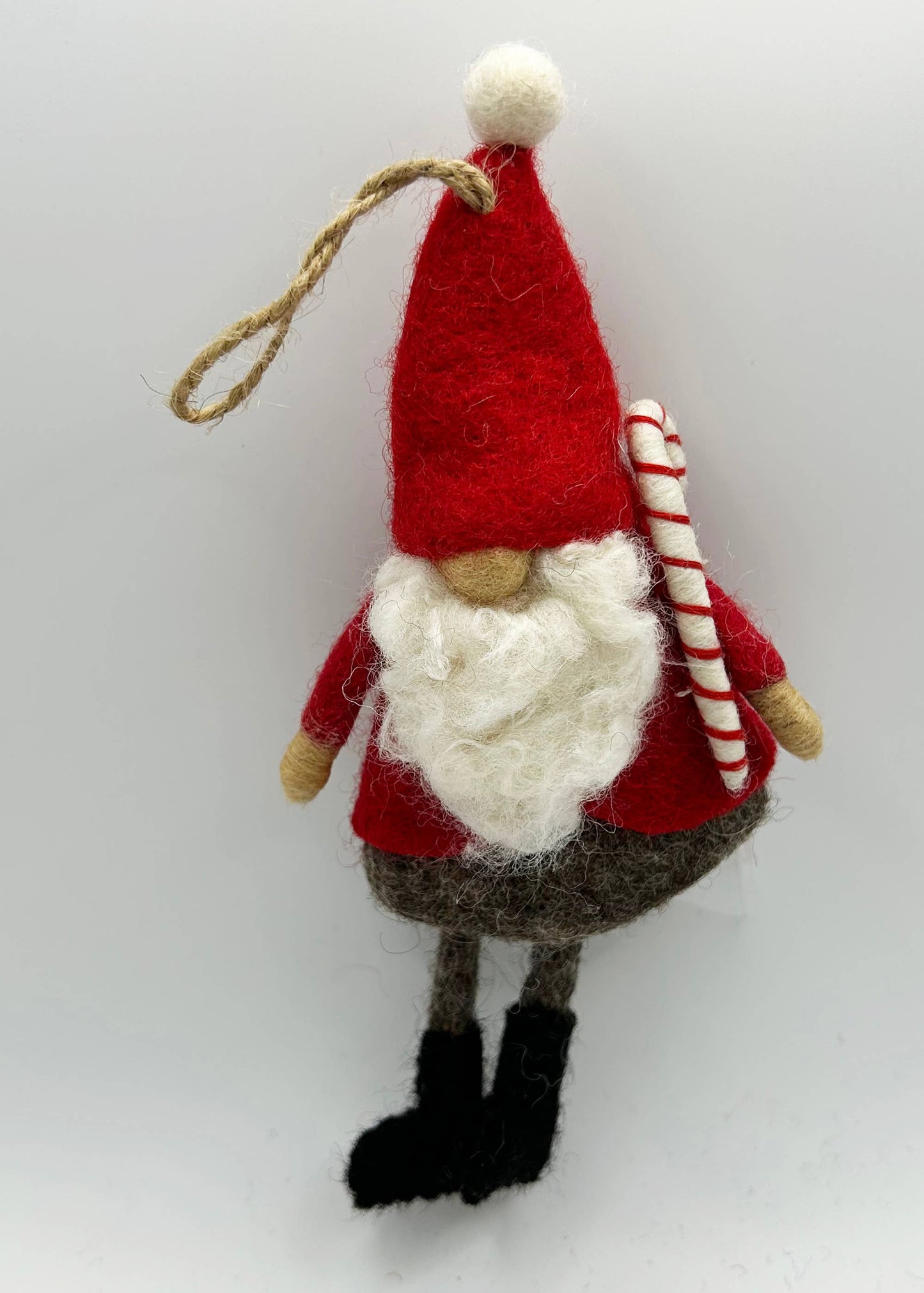 Felted Wool "Gnome Gnorbitt" with Candy Cane ornament