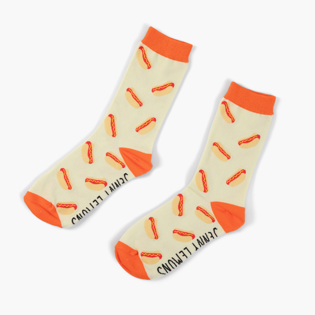 Red Colorblock Hot Dog Crew Socks