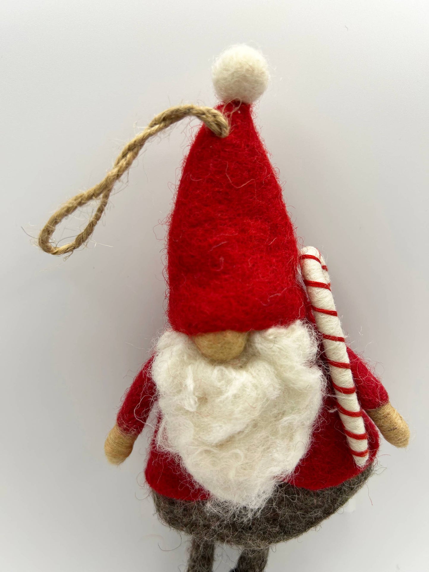 Felted Wool "Gnome Gnorbitt" with Candy Cane ornament