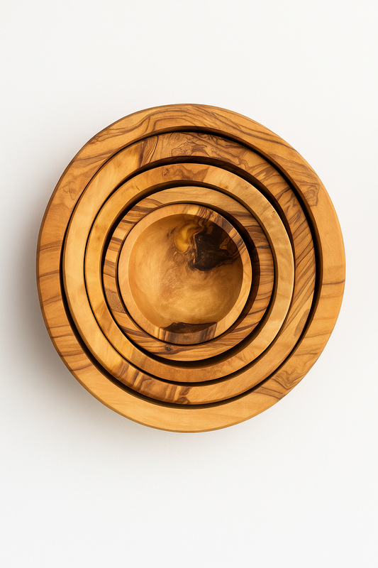 Olive Wood Nesting Bowls Set of 5