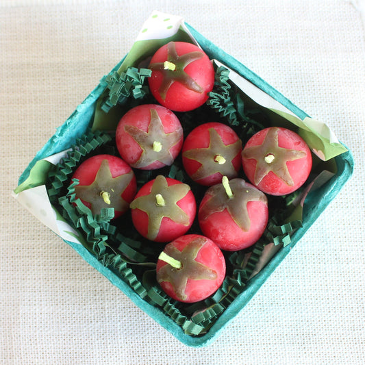 Red Cherry Tomato Beeswax Birthday Candles 8-count