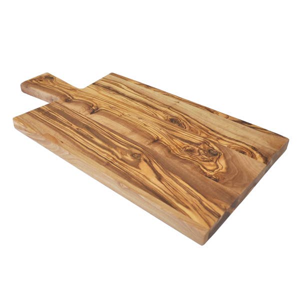 Olive Wood Rectangle Cutting Board with Handle - 16" x 8"