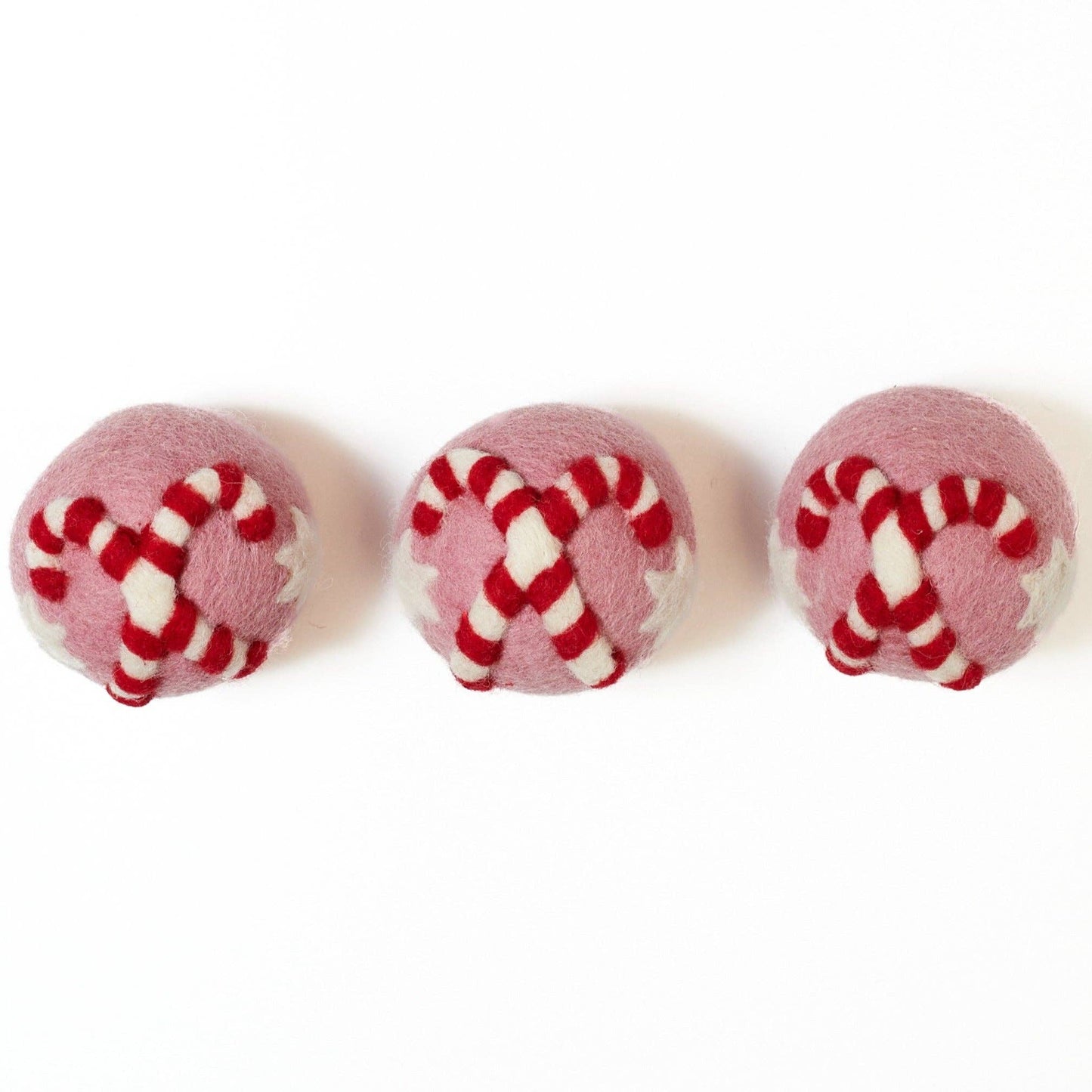 Wool Dryer Balls - Set of 3 Candy Cane