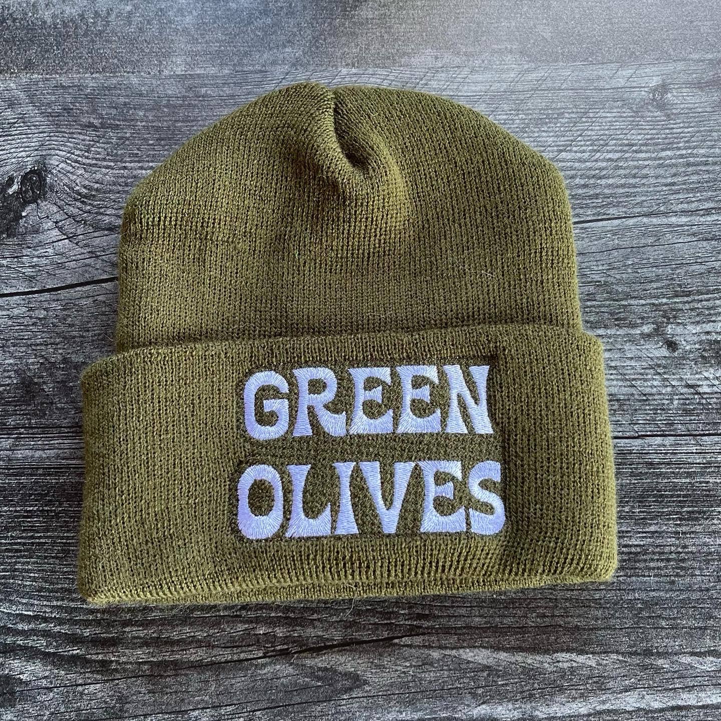 Green Olives knit beanie Winter hat Made in America