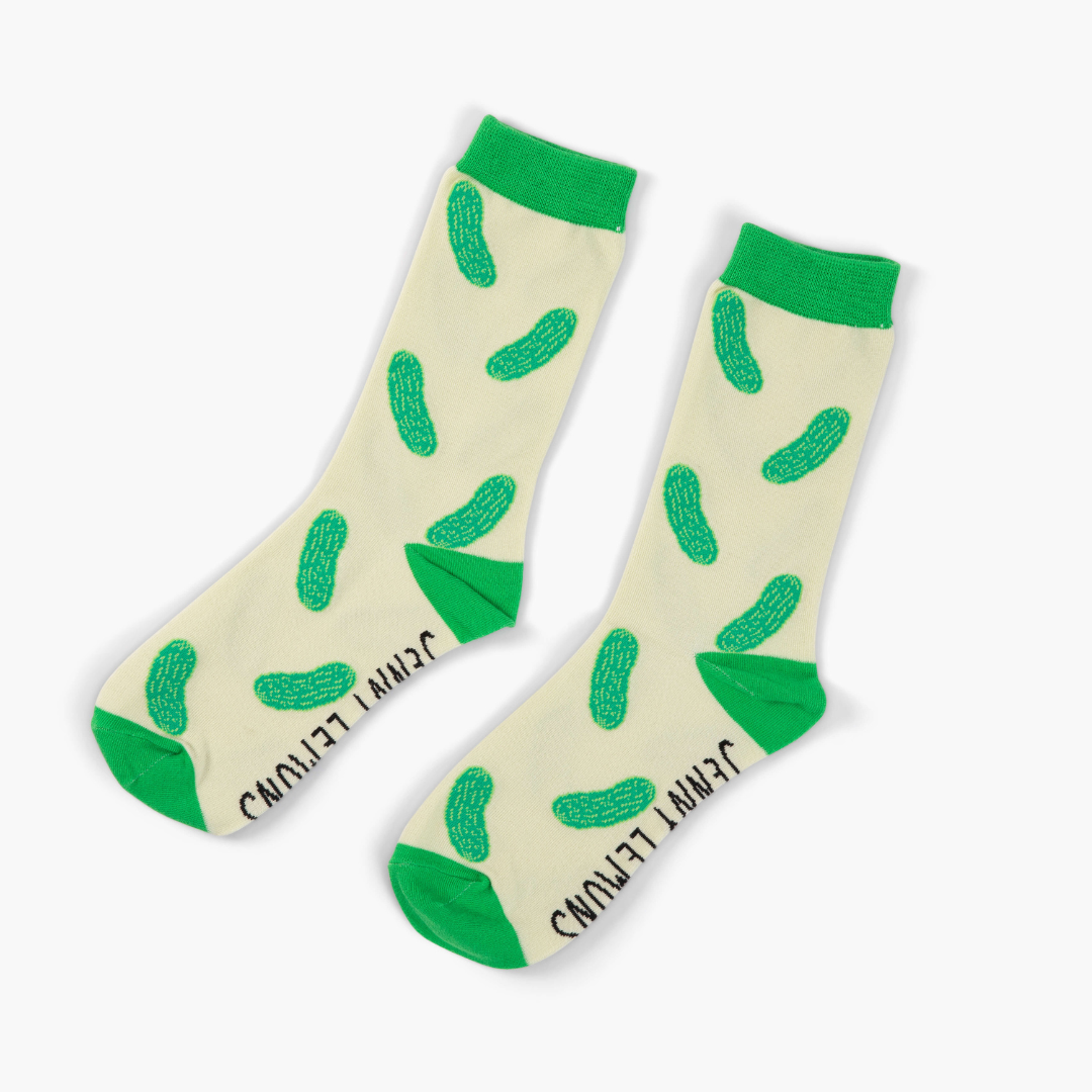 Green Colorblock Pickle Crew Socks
