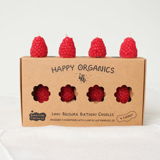 Raspberry Beeswax Birthday Candles - 4 count