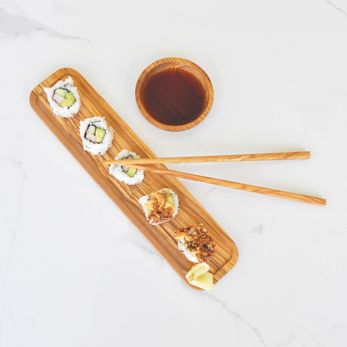 Olive Wood Gift Set - Sushi Board and Chopsticks
