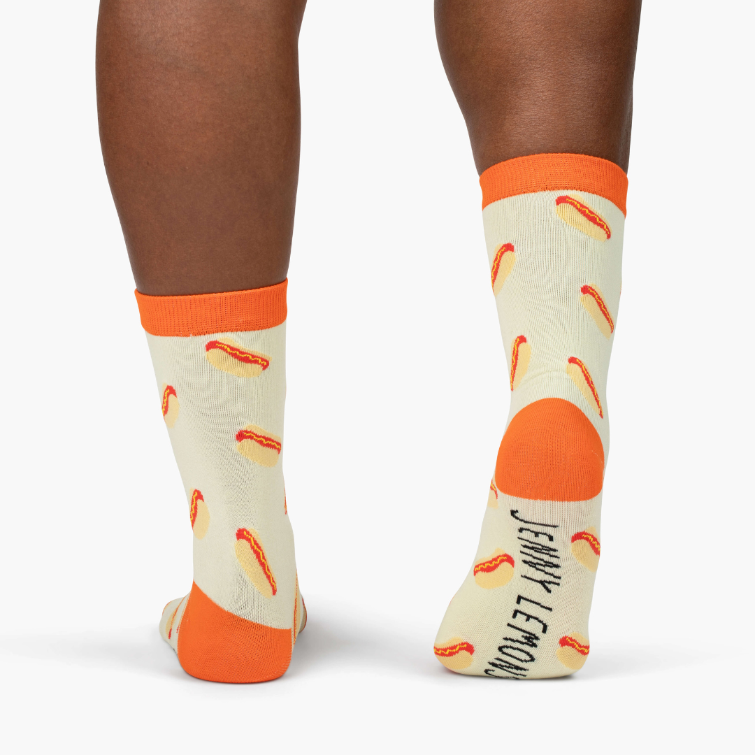 Red Colorblock Hot Dog Crew Socks